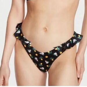 Victoria’s Secret Ruffle Brazilian Floral and Lemon Print Bikini Bottom Size M
